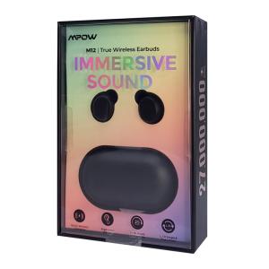 MPOW earphones M12 με θήκη φόρτισης, True Wireless, μαύρα | eLabstore.gr