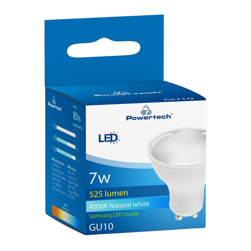 POWERTECH LED λάμπα spot GU10-002, 7W, 4000K, GU10, Samsung LED | eLabstore.gr POWERTECH LED λάμπα spot GU10-002, 7W, 4000K, GU10, Samsung LED | Φωτισμός | elabstore.gr