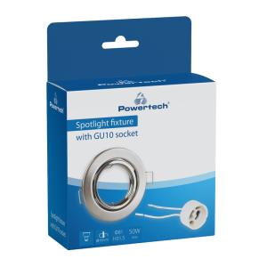 POWERTECH μεταλλικό πλαίσιο spot & ντουί GU10-003, χωνευτό, 81x31.5mm | Φωτισμός | elabstore.gr