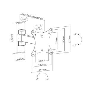 BRATECK επιτοίχια βάση KLA26-111, για οθόνη 13-27", έως 20kg | Εικόνα & Ήχος | elabstore.gr