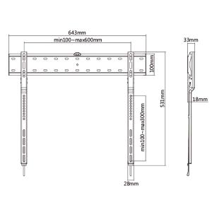 BRATECK επιτοίχια βάση LP70-36F για οθόνη 43-80", ultra slim, 40kg | Εικόνα & Ήχος | elabstore.gr