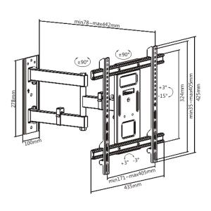 BRATECK επιτοίχια βάση LPA61-443 για οθόνη 32-70", full-motion, 50kg | Εικόνα & Ήχος | elabstore.gr