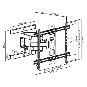 BRATECK επιτοίχια βάση LPA61-466 για οθόνη 37-80", full-motion, 60kg | Εικόνα & Ήχος | elabstore.gr