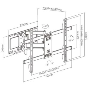BRATECK επιτοίχια βάση LPA69-466, για οθόνη 37"-80", 60kg | eLabstore.gr