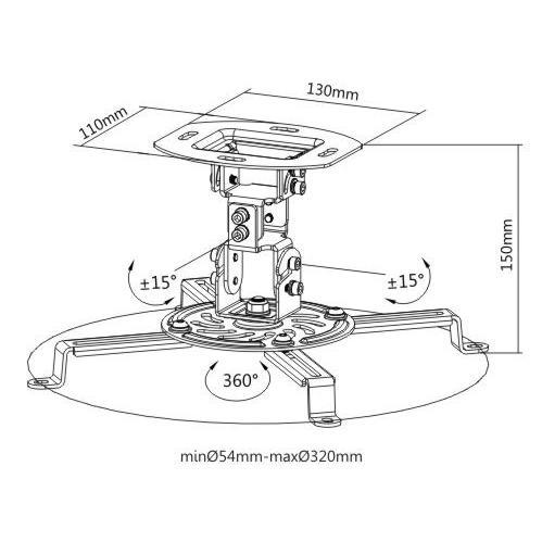 BRATECK Βάση για projectors PRB-18F, οροφής, 360° περιστροφή, έως 13.5kg | eLabstore.gr BRATECK Βάση για projectors PRB-18F, οροφής, 360° περιστροφή, έως 13.5kg | Εικόνα & Ήχος | elabstore.gr