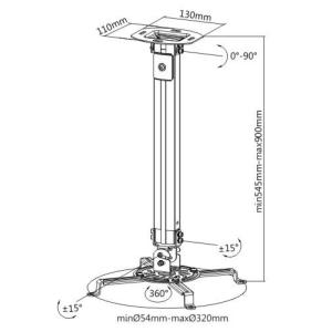 BRATECK βάση projector οροφής PRB-18M, 13.5kg | Εικόνα & Ήχος | elabstore.gr