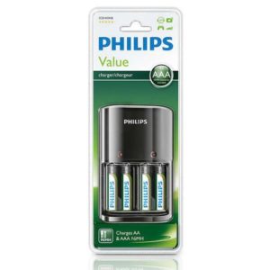PHILIPS φορτιστής μπαταριών AA & AΑΑ NiMH SCB1450NB με 4x AAA, μαύρος | Μπαταρίες | elabstore.gr
