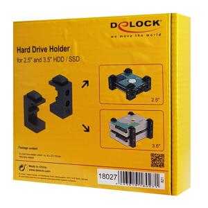 DELOCK βάση σκληρού δίσκου 18027 για 2.5" & 3.5" HDD/SSD, 8τμχ, μαύρη | Συνοδευτικά PC | elabstore.gr