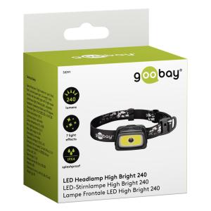 GOOBAY φακός κεφαλής 58391 με 7 λειτουργίες, 240lm, IPX4, 80m, μαύρος | Φωτισμός | elabstore.gr