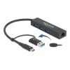 DELOCK USB hub 64149 3x USB 3.2 Gen 1/Gigabit LAN 1000Mbps, 5Gbps, μαύρο | Συνοδευτικά PC | elabstore.gr
