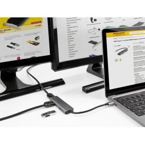 DELOCK αντάπτορας USB Type-C σε USB & 2x HDMI 87780, 480Mbps, 4K, γκρι | Συνοδευτικά PC | elabstore.gr