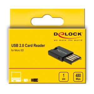 DELOCK card reader USB 2.0 91603 για κάρτες μνήμης micro SD, μαύρο | Συνοδευτικά PC | elabstore.gr