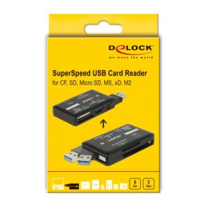 DELOCK card reader USB 3.2 91758 για CF/SD/Micro SD/MS/M2/xD, μαύρο | Συνοδευτικά PC | elabstore.gr