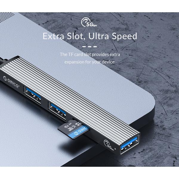 ORICO USB Type-C hub AH-12F, 3x USB ports, TF port, γκρι | eLabstore.gr ORICO USB Type-C hub AH-12F, 3x USB ports, TF port, γκρι | Συνοδευτικά PC | elabstore.gr