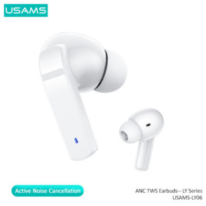 USAMS earphones με θήκη φόρτισης LY06, True Wireless, ANC, λευκά | Αξεσουάρ κινητών | elabstore.gr