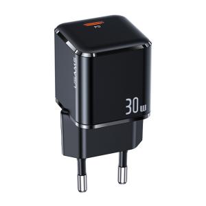 USAMS φορτιστής τοίχου T45, USB Τype-C, Super Si, PD, QC, 30W, μαύρος | Αξεσουάρ κινητών | elabstore.gr