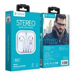 CELEBRAT earphones με μικρόφωνο G17, Lightning, 1.2m, λευκά | Αξεσουάρ κινητών | elabstore.gr