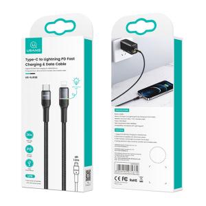 USAMS καλώδιο Lightning σε USB Type-C US-SJ538, 30W, PD, 1.2m, μαύρο | Αξεσουάρ κινητών | elabstore.gr