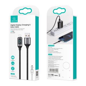 USAMS καλώδιο Lightning σε USB US-SJ543, 2.4A, 1.2m, μαύρο | Αξεσουάρ κινητών | elabstore.gr
