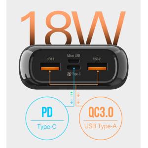 SILICON POWER power bank QS28, 20000mAh, 2x USB & USB Type-C, 18W, μαύρο | Αξεσουάρ κινητών | elabstore.gr