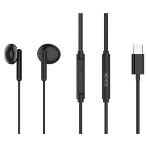YISON earphones με μικρόφωνο X3, Type-C, 1.2m, μαύρα | Αξεσουάρ κινητών | elabstore.gr