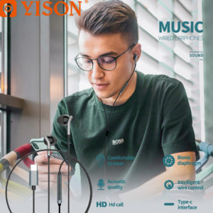 YISON earphones με μικρόφωνο X6, Type-C, 1.2m, μαύρα | Αξεσουάρ κινητών | elabstore.gr