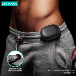 USAMS earphones με θήκη φόρτισης YT07, True Wireless, μαύρα | Αξεσουάρ κινητών | elabstore.gr