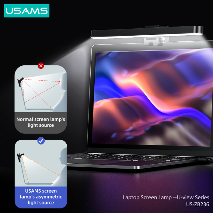 USAMS LED φωτιστικό US-ZB236 για laptop, 2W, 2800K–6000K dimmable, μαύρο | eLabstore.gr USAMS LED φωτιστικό US-ZB236 για laptop, 2W, 2800K–6000K dimmable, μαύρο | Αξεσουάρ για Laptop | elabstore.gr
