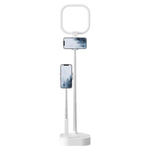 USAMS φωτιστικό δαχτυλίδι LED US-ZB240, με 2x βάσεις smartphone, λευκό | Αξεσουάρ κινητών | elabstore.gr