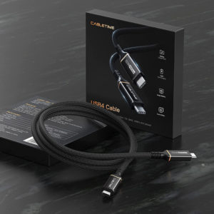 CABLETIME καλώδιο USB Type-C CT-USB4, 100W, 8K, 40Gbps, 2m, μαύρο | Αξεσουάρ κινητών | elabstore.gr