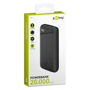 GOOBAY power bank 53939, 20000mAh, 2x USB & Type-C, QC PD, 22.5W, μαύρο | Αξεσουάρ κινητών | elabstore.gr