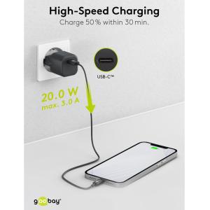 GOOBAY φορτιστής τοίχου 59357, USB Type-C PD, 20W, μαύρος | Αξεσουάρ κινητών | elabstore.gr