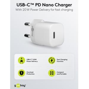 GOOBAY φορτιστής τοίχου 59358, USB Type-C PD, 20W, λευκός | Αξεσουάρ κινητών | elabstore.gr