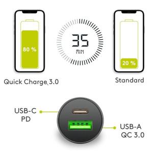 GOOBAY φορτιστής αυτοκινήτου 59521, USB & Type-C PD, 27W, μαύρος | Αξεσουάρ κινητών | elabstore.gr