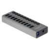 DELOCK hub 10x USB με διακόπτες 63670, USB 3.0, 5Gbps, LED, γκρι | Συνοδευτικά PC | elabstore.gr