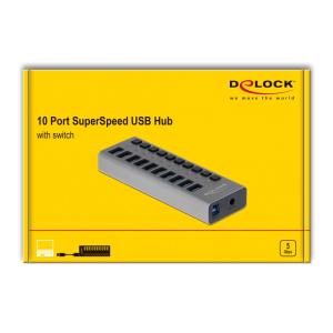 DELOCK hub 10x USB με διακόπτες 63670, USB 3.0, 5Gbps, LED, γκρι | eLabstore.gr DELOCK hub 10x USB με διακόπτες 63670, USB 3.0, 5Gbps, LED, γκρι | Συνοδευτικά PC | elabstore.gr