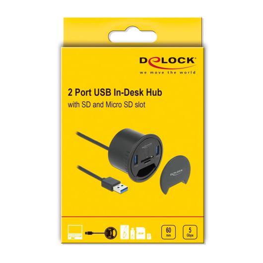 DELOCK USB hub 64152, 2x USB 3.2 Gen 1, SD/micro SD, 5Gbps, 60mm, μαύρο | eLabstore.gr DELOCK USB hub 64152, 2x USB 3.2 Gen 1, SD/micro SD, 5Gbps, 60mm, μαύρο | Συνοδευτικά PC | elabstore.gr