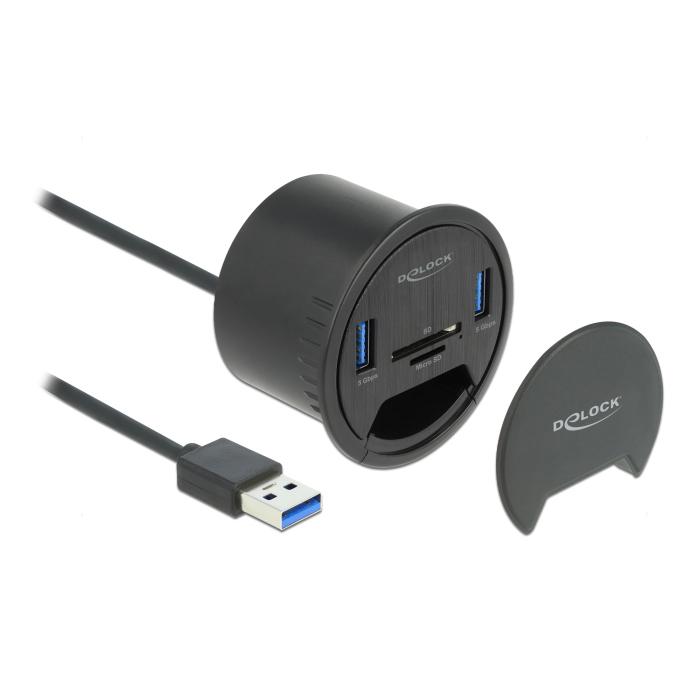 DELOCK USB hub 64152, 2x USB 3.2 Gen 1, SD/micro SD, 5Gbps, 60mm, μαύρο | eLabstore.gr DELOCK USB hub 64152, 2x USB 3.2 Gen 1, SD/micro SD, 5Gbps, 60mm, μαύρο | Συνοδευτικά PC | elabstore.gr