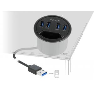 DELOCK USB hub 64153, 4x USB 3.2 Gen 1, 5Gbps, 60mm, μαύρο | Συνοδευτικά PC | elabstore.gr