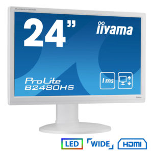 Used Monitor PL2480H LED/iiyama/24"/1920x1080/Wide/White/w/Speakers/D-SUB & DVI-D & HDMI | Refurbished | elabstore.gr