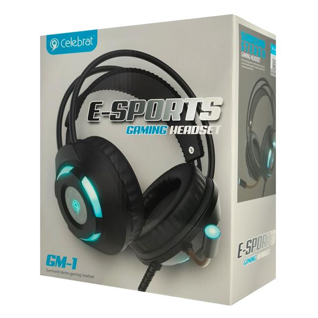 CELEBRAT gaming headset e-Sports GM-1, LED, 3.5mm, 50mm, μαύρο | eLabstore.gr CELEBRAT gaming headset e-Sports GM-1, LED, 3.5mm, 50mm, μαύρο | Συνοδευτικά PC | elabstore.gr