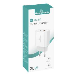 POWERTECH φορτιστής τοίχου PT-977, USB & USB-C, PD QC3.0 20W, λευκός | eLabstore.gr POWERTECH φορτιστής τοίχου PT-977, USB & USB-C, PD QC3.0 20W, λευκός | Αξεσουάρ κινητών | elabstore.gr