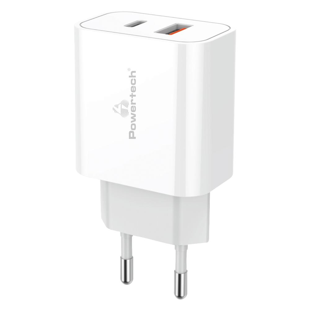 POWERTECH φορτιστής τοίχου PT-977, USB & USB-C, PD QC3.0 20W, λευκός | eLabstore.gr POWERTECH φορτιστής τοίχου PT-977, USB & USB-C, PD QC3.0 20W, λευκός | Αξεσουάρ κινητών | elabstore.gr