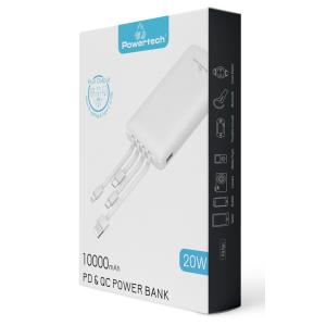 POWERTECH Power Bank PT-980 10000mAh, 4x Output, PD 20W & QC 18W, λευκό | Αξεσουάρ κινητών | elabstore.gr