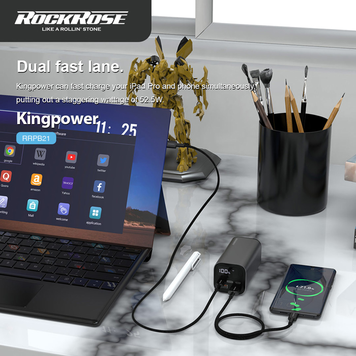 ROCKROSE power bank RRPB21, 20000mAh, 2x USB & USB Type-C, 52.5W, γκρι | eLabstore.gr ROCKROSE power bank RRPB21, 20000mAh, 2x USB & USB Type-C, 52.5W, γκρι | Αξεσουάρ κινητών | elabstore.gr