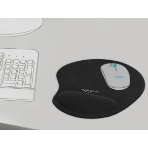 DELOCK mousepad 12040 με gel στήριγμα καρπού, 230 x 202mm, μαύρο | Συνοδευτικά PC | elabstore.gr