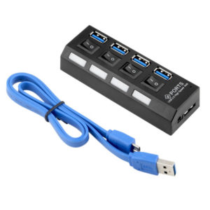 USB 3.0 HUB 4-Port Hi-Speed w/Switches & Blue LED Desing KO282 | Περιφερειακά | elabstore.gr
