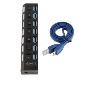 USB 3.0 HUB 7-Port Hi-Speed w/Switches & Blue LED Desing KO283 | Περιφερειακά | elabstore.gr