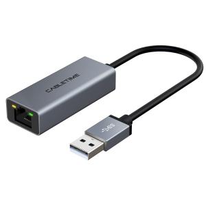 CABLETIME αντάπτορας USB 2.0 σε RJ45 AML100, 100Mbps, 0.15m, γκρι | Δικτυακά | elabstore.gr
