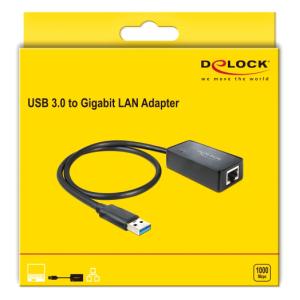 DELOCK καλώδιο USB 3.0 σε RJ45 62121, 1000Mbps, 50cm, μαύρο | Δικτυακά | elabstore.gr